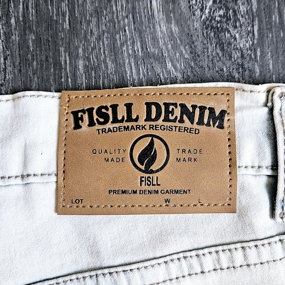 FISLL Adult Men's Size 32x32 Chicago Bulls Distressed Slim Fit Tan Denim Jeans - Picture 10 of 13